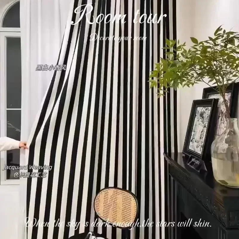 Home Fragrance In French - Vertical Striped Black and White Chenille