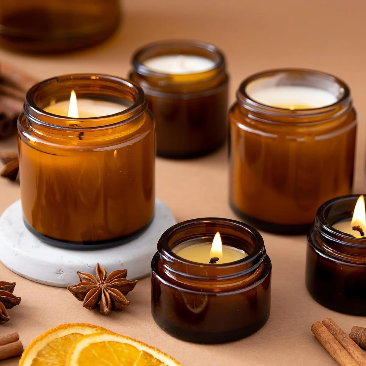 Glass Candle Jars, 4oz Amber R - Amber Jar Candle review and price