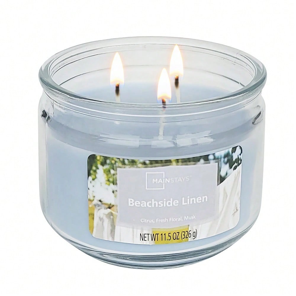 3-Wick Scented Glass Jar Candl - Home Fragrance Fresh Linen review and price