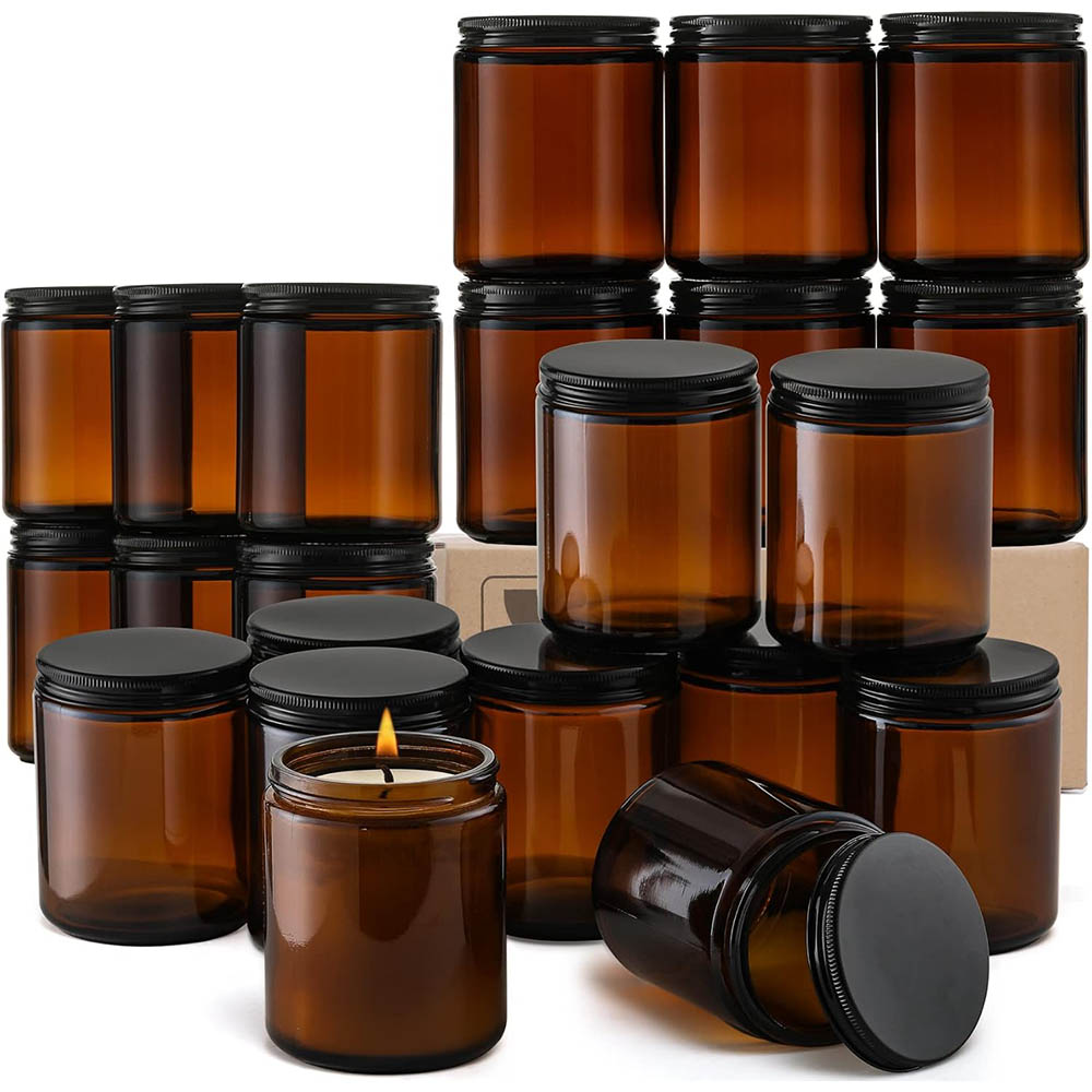 8oz Amber Glass Jars with Blac - Amber Jar Candle review and price