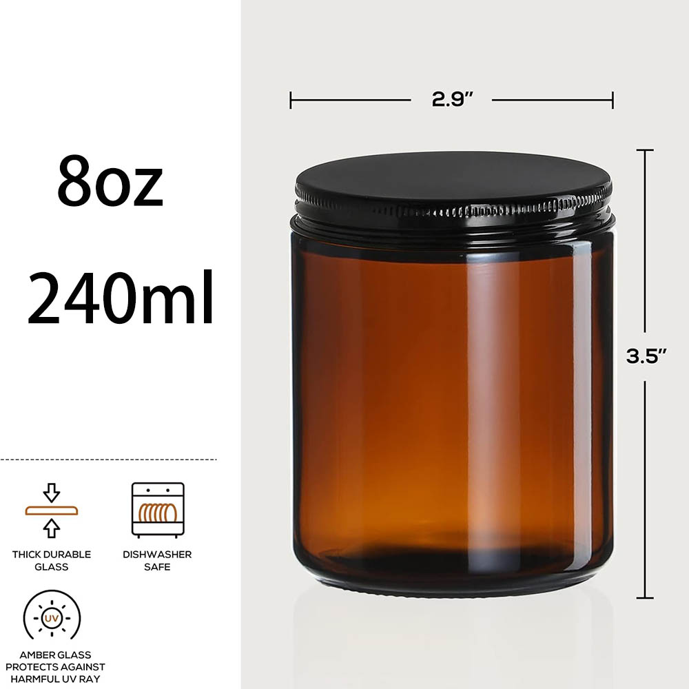 8oz Amber Glass Jars with Blac - Amber Jar Candle review and price