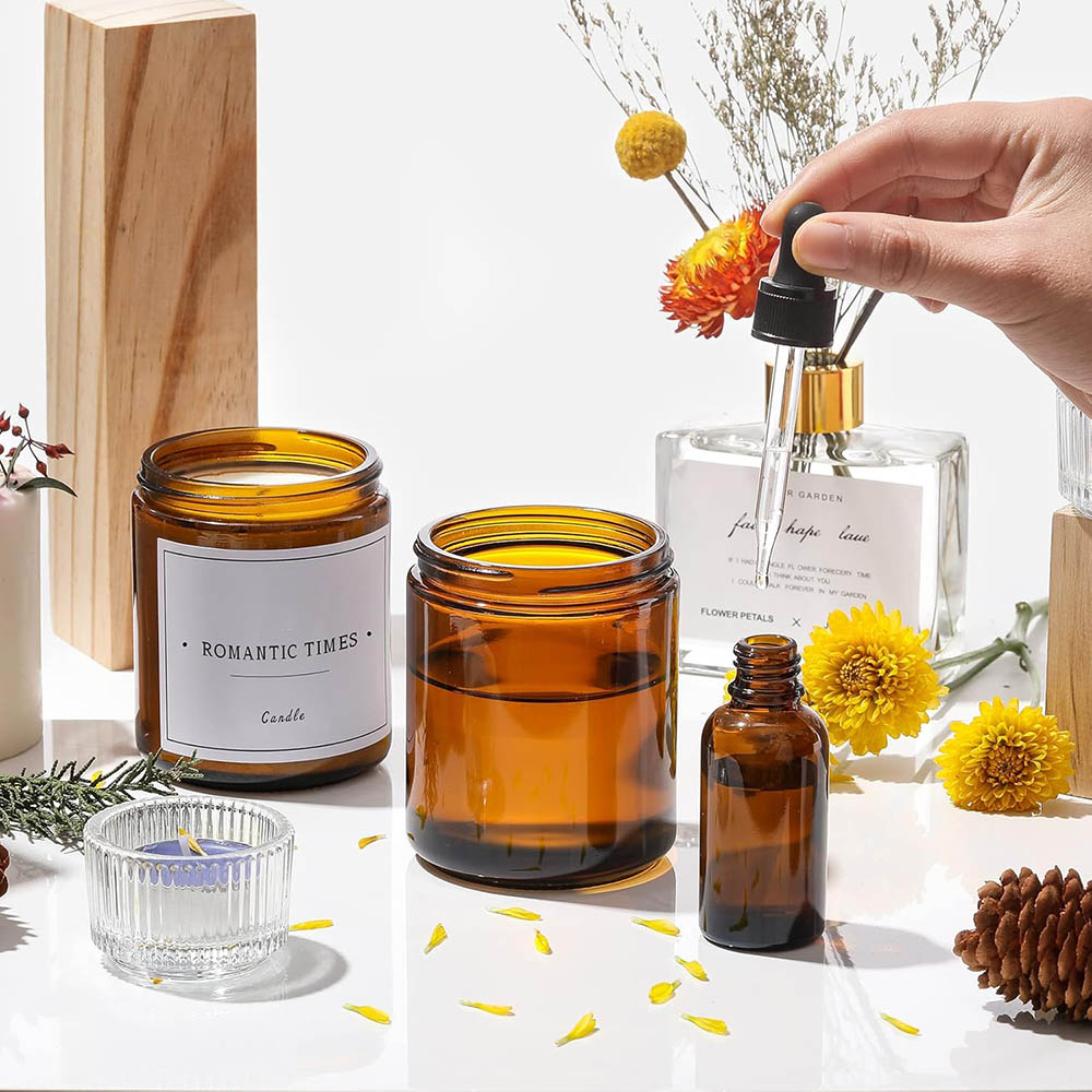 8oz Amber Glass Jars with Blac - Amber Jar Candle review and price