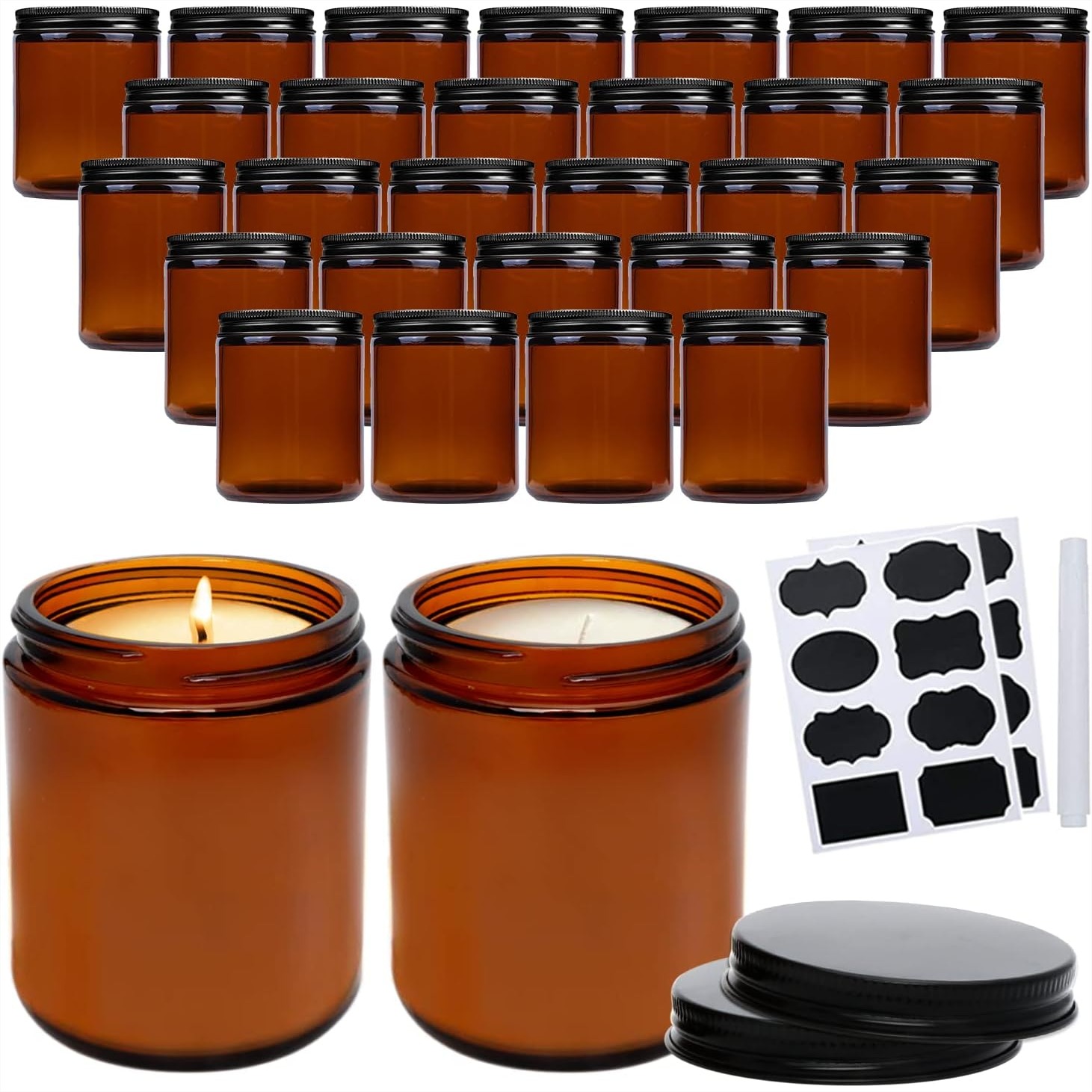 30 Pack 8oz Amber Glass Jars w - Amber Jar Candle review and price